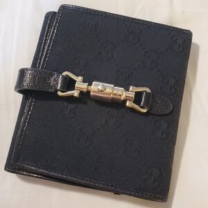 Gucci Jackie Black Canvas Bifold Wallet